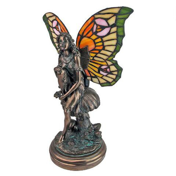 Lamp Fairy of the Glen Tiffany style Stained Glass Illuminated Sculpture